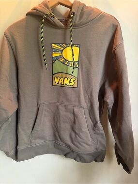Vans Brown Crewneck Hoodie with Yellow Graphic